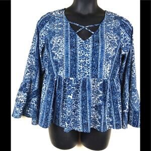 TRUE CRAFT  Blouse Bell Sleeves Sz OX